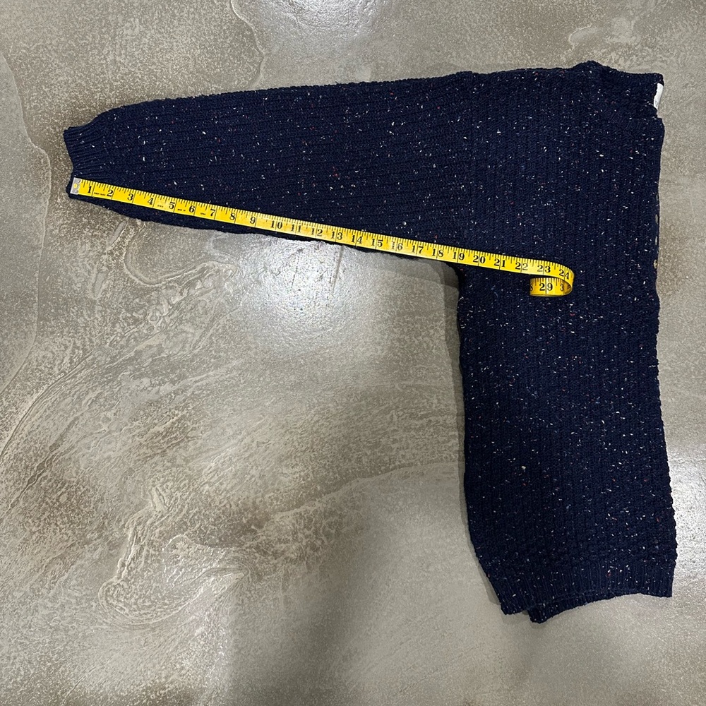 Vintage Navy Blue speckled confetti Cotton Sweater with Button Detail - Picture 7 of 7